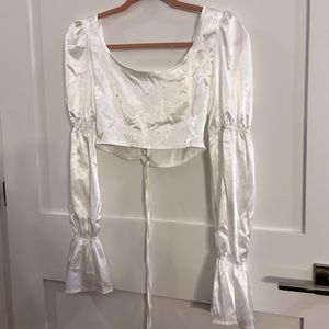White satin shein top size small